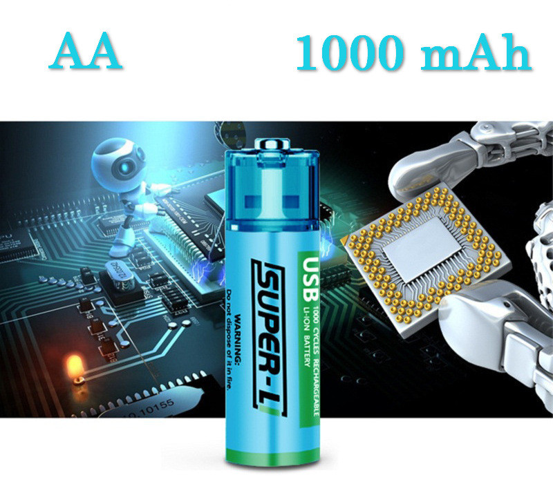 Акумулятор з USB зарядкою Super-L Li-Ion AA 1.5V 1000 mАh