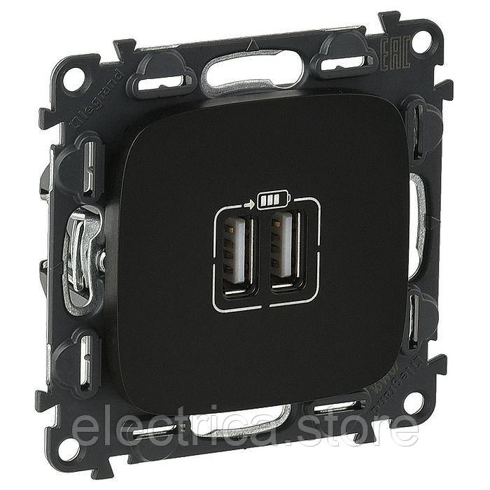 Розетка 2хUSB Valena ALLURE антрацит 754998, фото 1