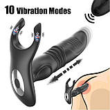 Телескопічна анальна пробочка з ерекційним кільцем, вібрацією та дистанційним керуванням, фото 5