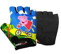 Велоперчатки детские PowerPlay 5473 Peppa Pig голубые S (возраст 10 -12 лет)