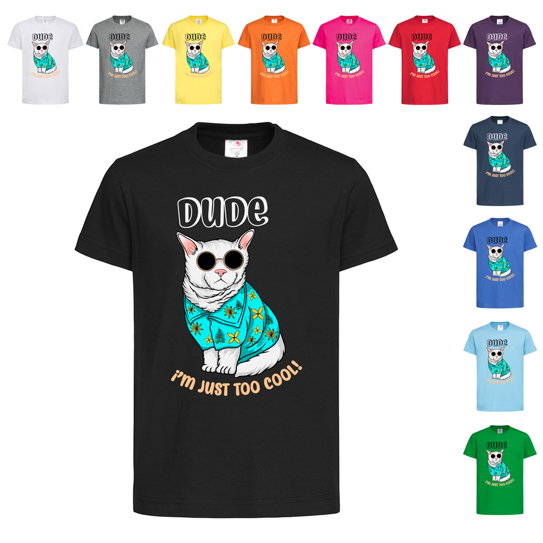 Чорна дитяча футболка Dude Im Just Too Cool (29-6-22)