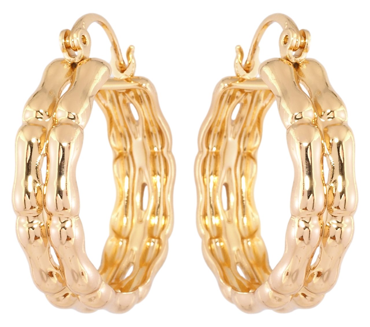 Сережки Xuping Позолота 18K замок-шпилька "Декоративні кільця» ø 2.5см