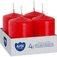 Набір свічок 4 шт. циліндр Bispol AURA Candles Червоні (sw40/60-030)