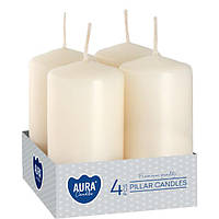 Набор свечей 4 шт. цилиндр Bispol AURA Candles Молочный (sw40/80-011)