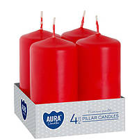 Набор свечей 4 шт. цилиндр Bispol AURA Candles Красный (sw40/80-030)