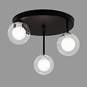 Чорна стельова люстра з подвійними плафонами (61-H100F-3 BK+CLWH 300)