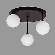 Чорна стельова люстра з білими кулями (61-H100F-3 BK+WH 300)