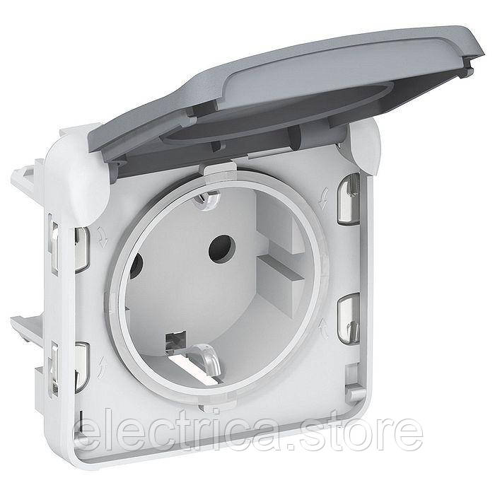 Plexo Розетка із заземленням та кришкою 16А, IP55, сірий Legrand 69571, фото 1