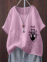 Льняная женская рубашка блуза свободного кроя Ткань натуральный лен жатка Размер 46-48,50-52,54-56,58-60