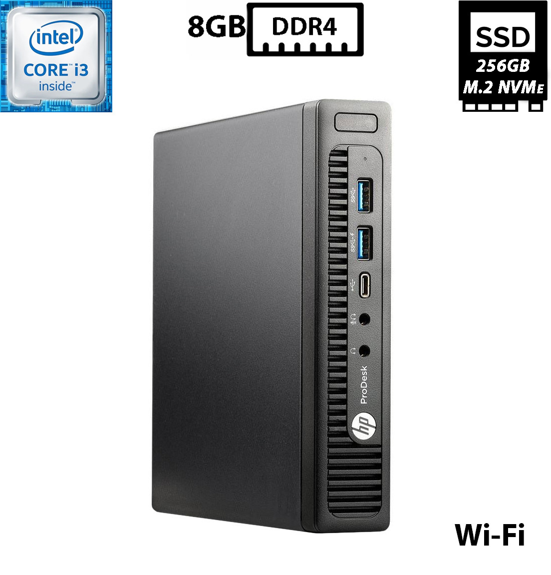 Комп'ютер HP ProDesk 600 G2 Mini/Core i3-6100T 3.20GHz/8GB DDR4/SSD 256GB NVMe/Intel HD Graphics/Wi-Fi Б/В
