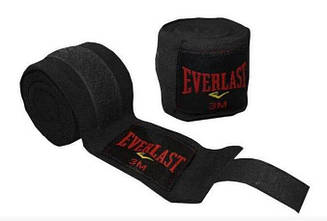 Бинт боксерський Everlast 3 мп, чорний,бавовна з еластаном