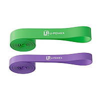 Резиновые петли для тренировок U-POWEX UP_1072 Power Band набор 2шт. Purple/Green (16-57kg)