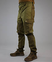 Чоловічі тактичні штани Гірка хакі (44-60р) тканина намет вітрозахисна для військових мисливців літні рибалок, фото 3