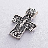 Серебряный крест Распятие Христово. Ангел хранитель с чернением 132566 Оникс CS, код: 6604362