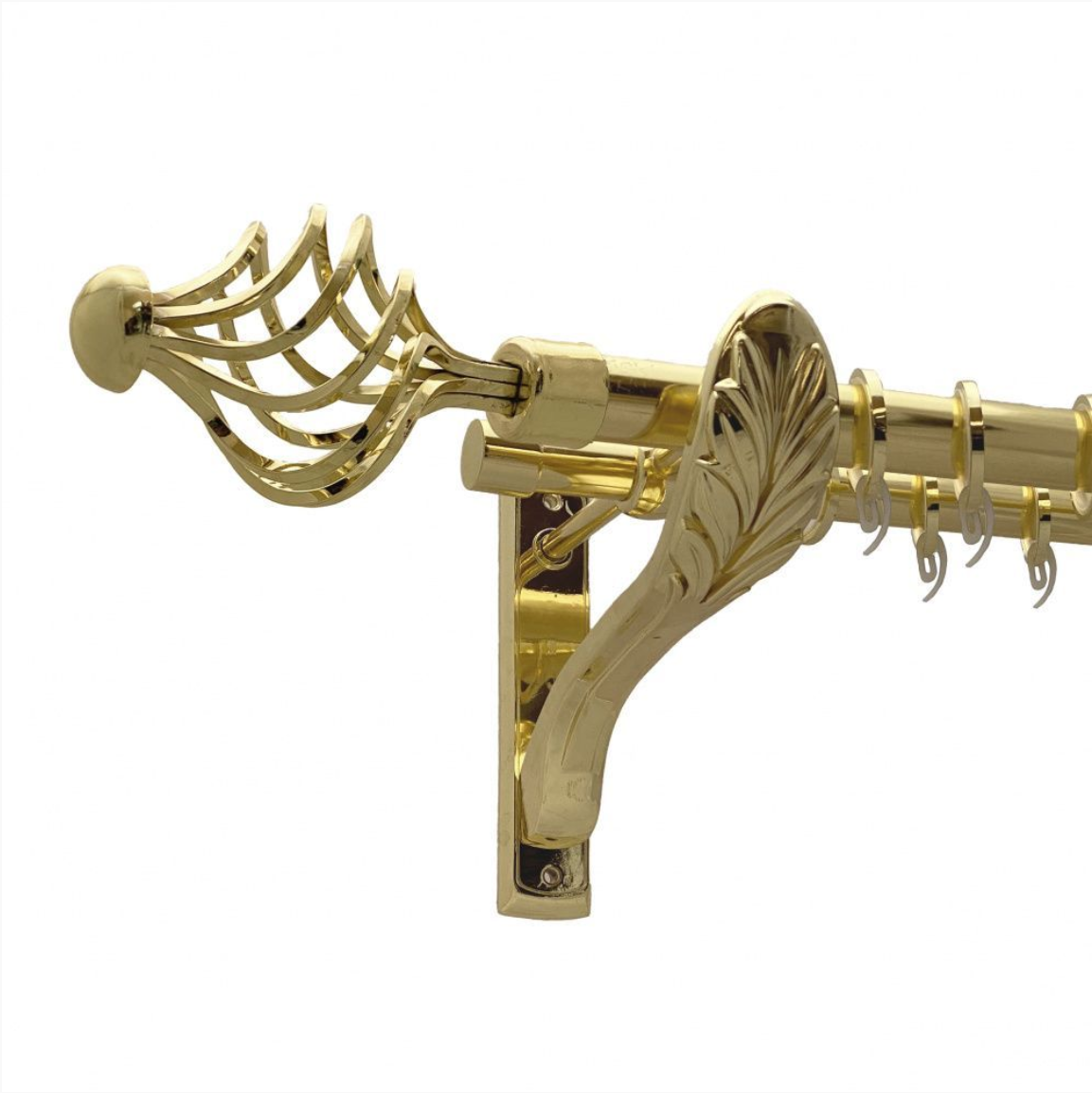 Карниз кований для штор подвійний золото ретро Навона Фосон 25мм х 16мм діаметр гладка комплект, фото 1