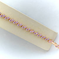 Браслет із рожевими кристалами Xuping M&L довжина 18-19.5 см. ширина 5 мм.