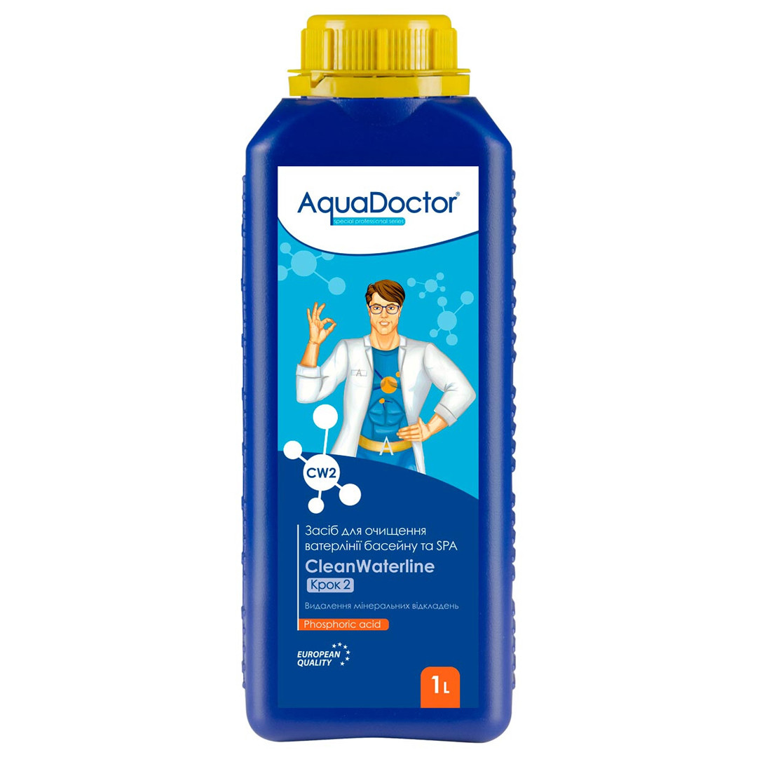 Рідина для очищення ватерлінії басейну та СПА 1 л AquaDoctor CW CleanWaterline Крок 2