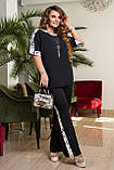 Прогулянковий костюм літній батал жіночий великий розмір брючний зі штанами блузою, фото 4