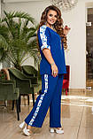 Прогулянковий костюм літній батал жіночий великий розмір брючний зі штанами блузою, фото 9