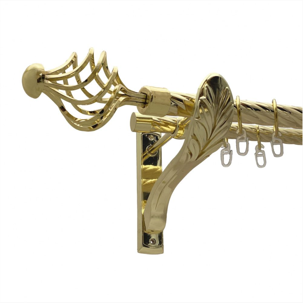 Карниз кований для штор подвійний золото ретро Навона 25мм х 16мм діаметр твістер кручена комплект, фото 1