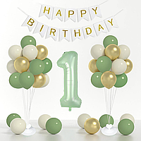 Фотозона из шаров Happy Birthday Олива (39 шаров) | Для девочки
