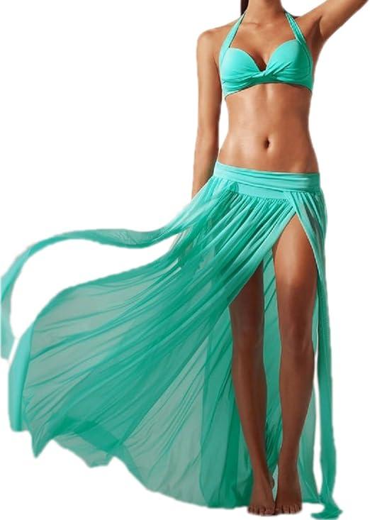 Зелена жіноча прозора шифонова спідниця парео, фото 1