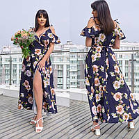Красивое летнее платье длинное в пол нарядное размер 48-54, 56-62, Платье нарядное с шикарным розмахом
