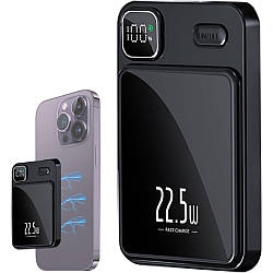 Зовнішній акумулятор 10000mAh, Type-c, MagSafe, Чорний / Безпровідний PowerBank / Магнітний повербанк