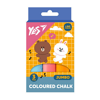 Крейда кольорова Line Friends 3 шт JUMBO YES (400491)