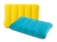 Подушка прямоугольная надувная 2 цвета (желтая и голубая), материал ПВХ, 43х28х9см, Intex 68676 NP