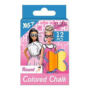 Крейда кольорова Barbie 12 шт кругла YES (400517)