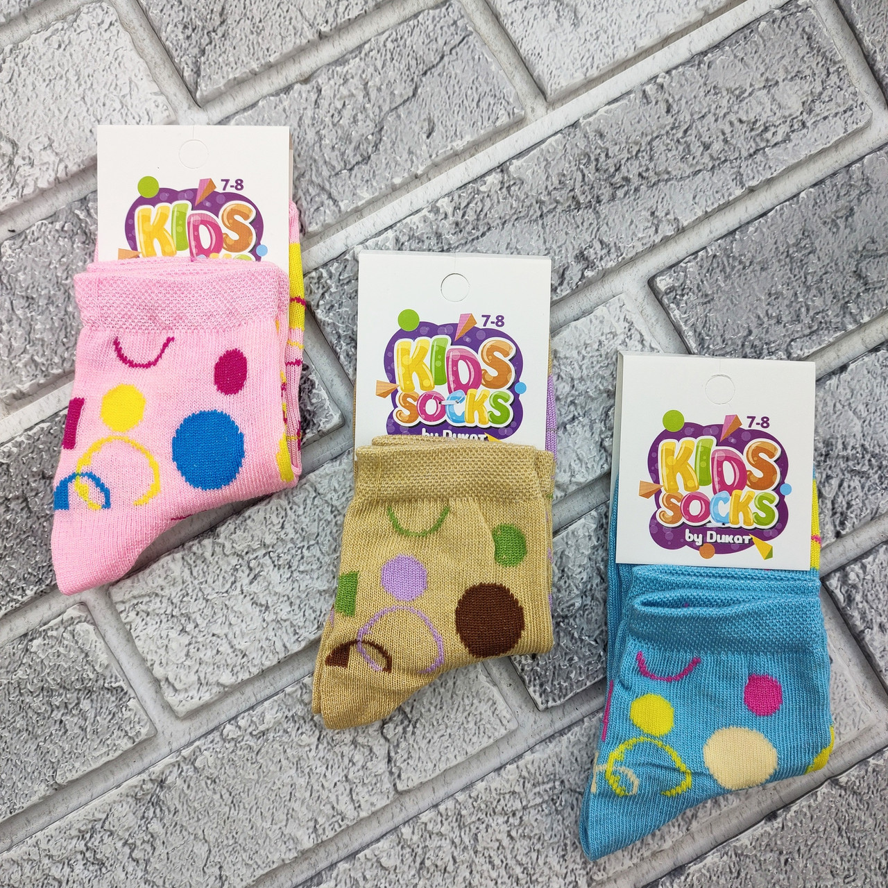 Шкарпетки дитячі середні весна/осінь р.7-8 років кульки асорті KIDS SOCKS 30038749, фото 1