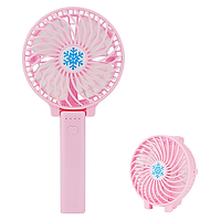 Ручной вентилятор на подставке fan 2 (складная ручка) - розовый Techo