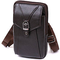 Коричневый мужская сумка на пояс кожаная Vintage 20483