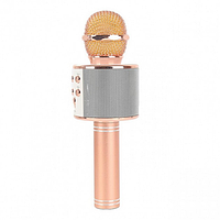 Караоке - микрофон WS 858 microSD FM радио Розовое золото Techo