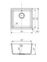 Мойка кухонная каменная квадратная Romzha Mira U-400 Biela 101, 440x420x217 мм