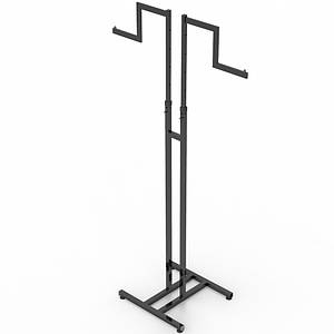 Торгова стійка вішалка для одягу металева 2 вішала зигзаг, чорна