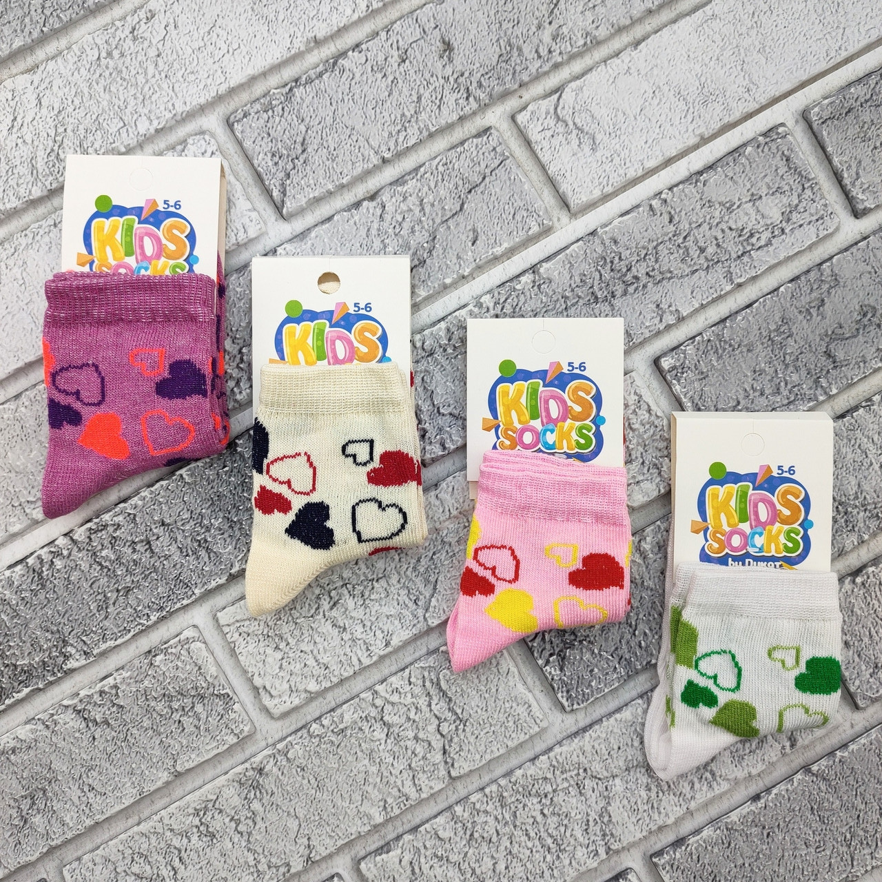 Шкарпетки дитячі середні весна/осінь р.5-6 років сердечка асорті KIDS SOCKS 30038758, фото 1