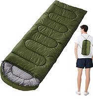 Спальные мешки одеяла с капюшоном спальники туристические Зеленый спальник-одеяло для туризма 210x75x4см