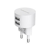 Сетевое зарядное устройство BOROFONE BA23A Brilliant dual port charger set(Lightning) White Techo