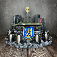 Патриотическая подставка на подарок военному, со статуэткой Украинского тягача МТ-ЛБ, сувенир ручной работы