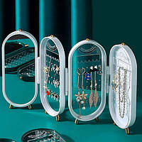 Шкатулка для хранения ювелирных украшений с зеркалом Белая Techo