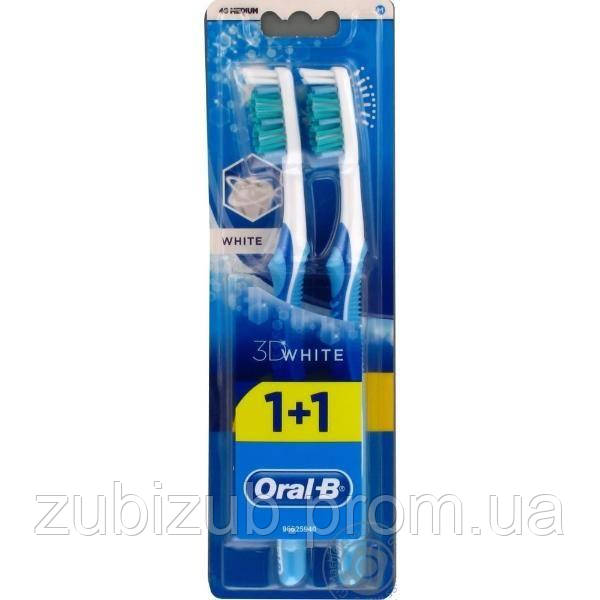 Зубна щітка Oral-B 3D White Відбілювання середня жорсткість 1+1 шт