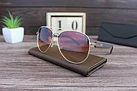 Мужские стильные солнцезащитные очки BVLGARI (Brown\Gold), брендовые солнцезащитные очки (UV400 защита)