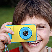 Детский цифровой фотоаппарат Smart Kids Camera V7 (желто-голубой) Techo