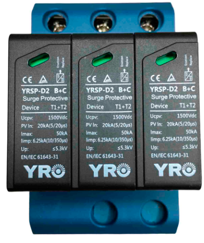 Обмежувач перенапруги YRO-YRSP-D2 1500VDC/3P (T1+T2)
