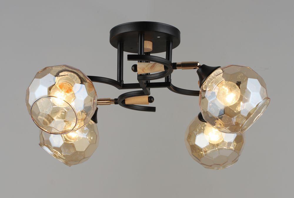 Стельова люстра на 4 плафони чорна D600*H230 E27