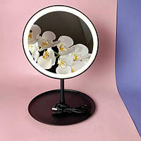 Круглое зеркало с подсветкой Make Up Mirror 3 режима Черное Techo