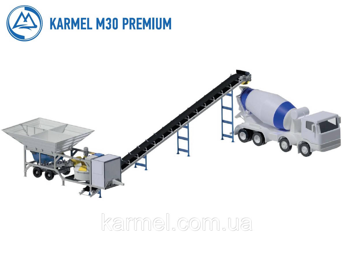 Мобільна бетонозмішувальна установка на шасі KARMEL М30 PREMIUM (30 м.куб/год.)
