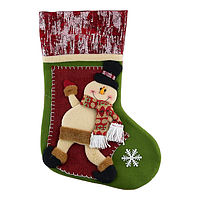 Носок новогодний для подарков Снеговик со снежинкой 47*30см Techo